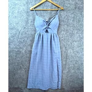Aster Dress Womens Small Blue Cutout Preppy Plaid Schoolgirl Side Slit‎